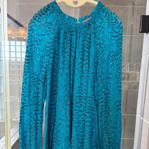 Lilly Pulitzer Blue Metallic Blouse - Picture 1 of 7